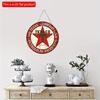 2D Flat 20*20cm1pc Vintage Round Texaco Sign With Imitation Cracks Edge, Nostalgic Vintage Red Five-pointed Star Pattern Wall Decor with Letter