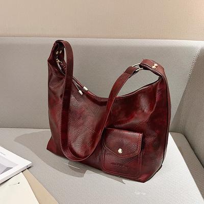 Large-capacity Retro Bag Women's Spring New Versatile Foreign Style Niche Trendy Texture Oily Leather Shoulder Messenger Bag