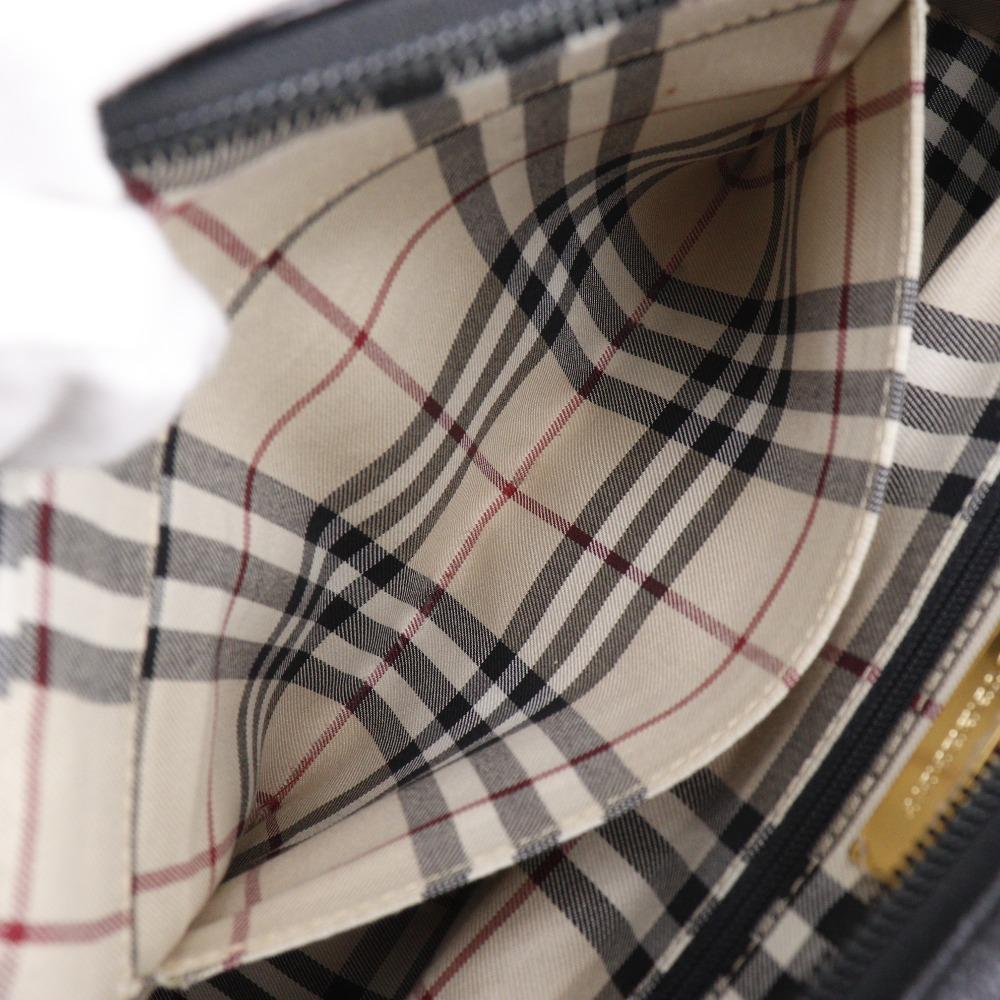 BURBERRY Shibo leather Handbag Nova Check black leather Women Used