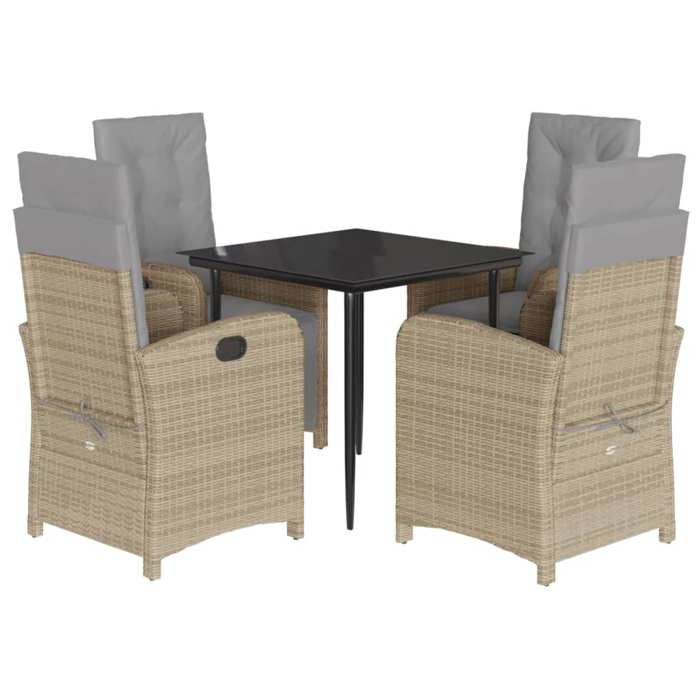VidaXL Ensemble à Manger de Jardin avec Coussins 5 pcs, Table et Chaises avec Dossier Réglable, Meubles d'Extérieur Patio 3212392