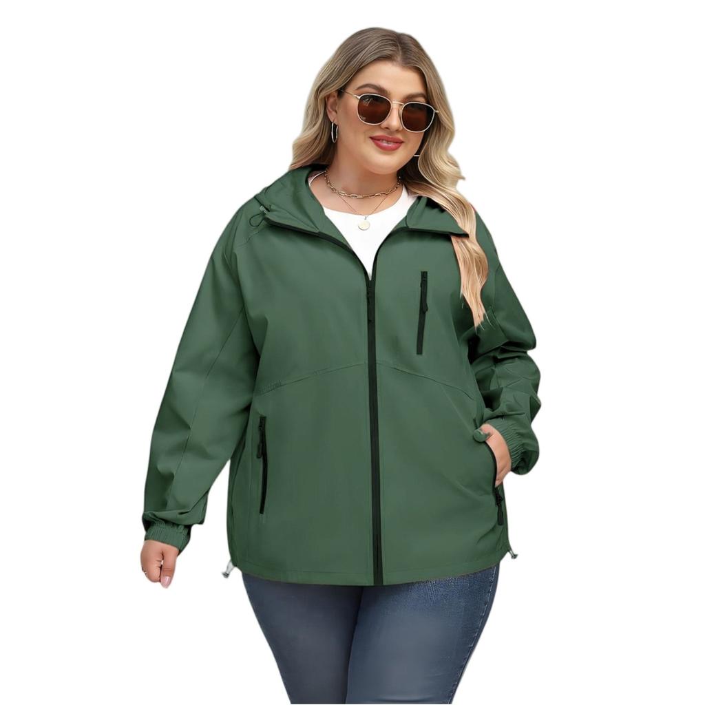 Women's Solid-color Hooded Long-sleeved Windbreaker, Mountaineering Sports Windbreaker, Jacket And Top