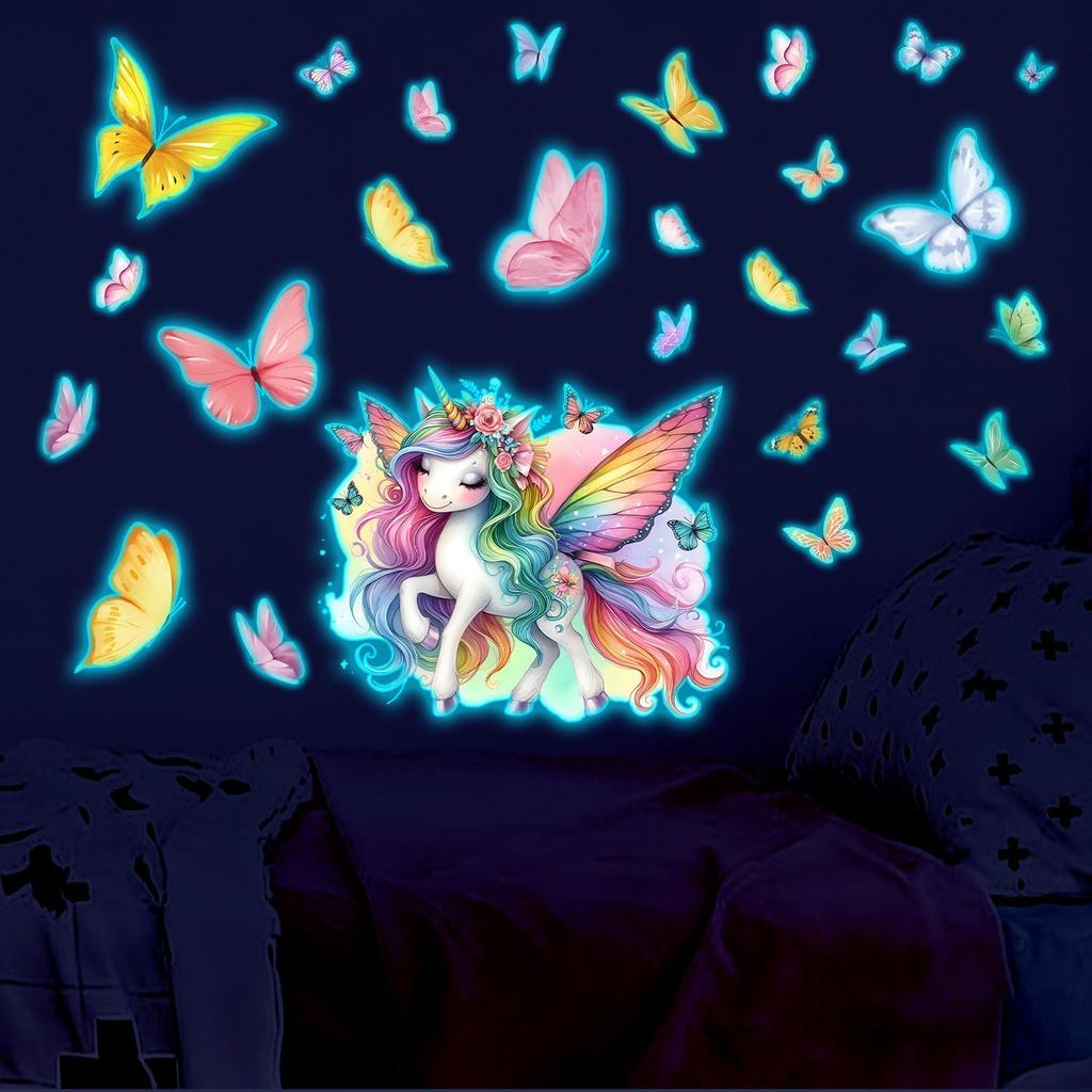 Creative Night Light Unicorn Bedroom Living Room Wall Beautification Stickers