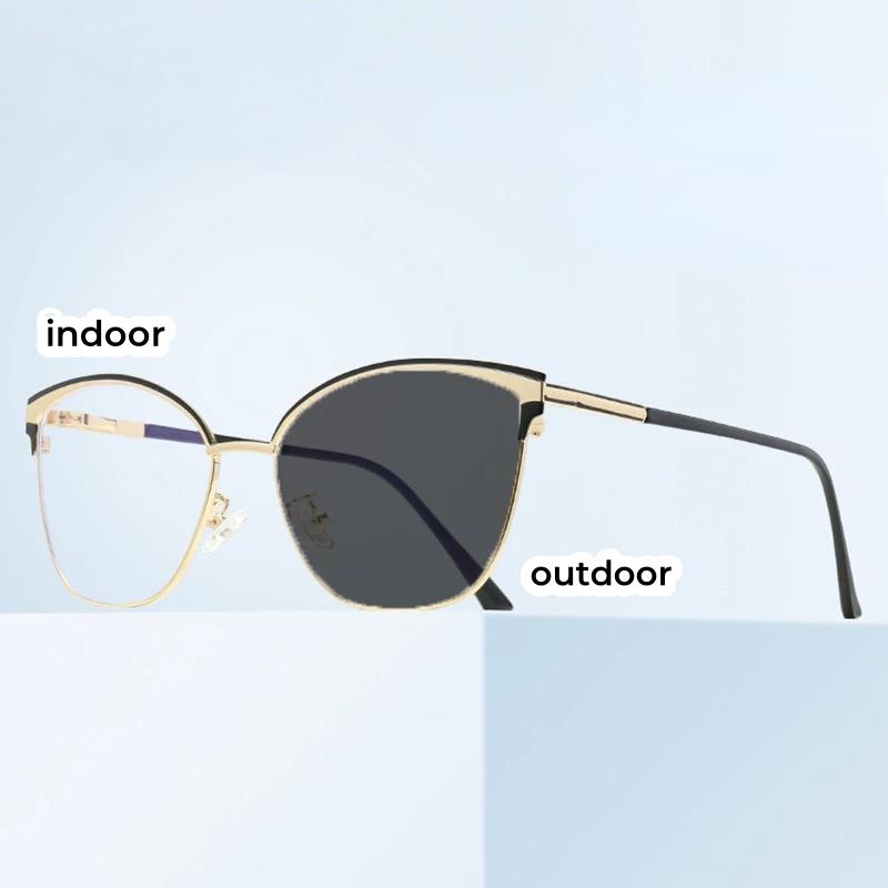 Cat Eye Frame Myopia Glasses Unisex Color Changing Ladies Near Sight Eyeglasses Finished Prescription Sunglasses Eyewear Diopter