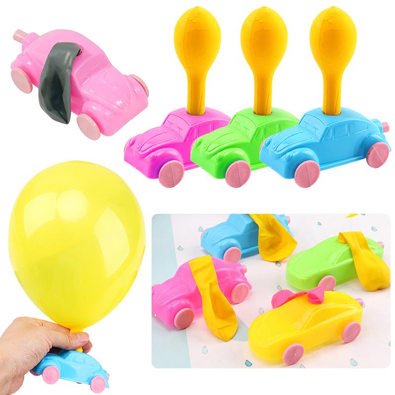 1-6PCS Balloon Recoil Car Colorful Science Experiment Technology Props Creative Class Teaching Aids Blowing Air Running Cars ZYF