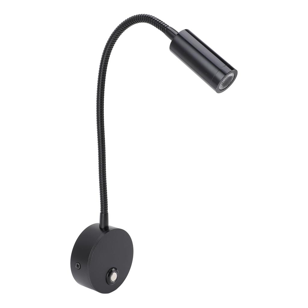 Dimmable RV Reading Light 3 Color Temperature Boat Bedside Flexible Gooseneck Wall Lamp with USB Charging Port 10‑30V Black
