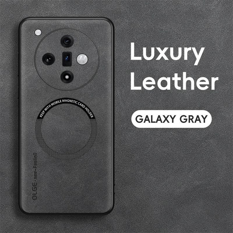 

Для OPPO Find X7 Чехол из тонкой овчины с магнитным TPU мягким краем, противоударный, против отпечатков пальцев For OPPO Find X7