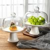 Ceramic Cake Stand with High Foot, Glass Cover & Dessert Plate