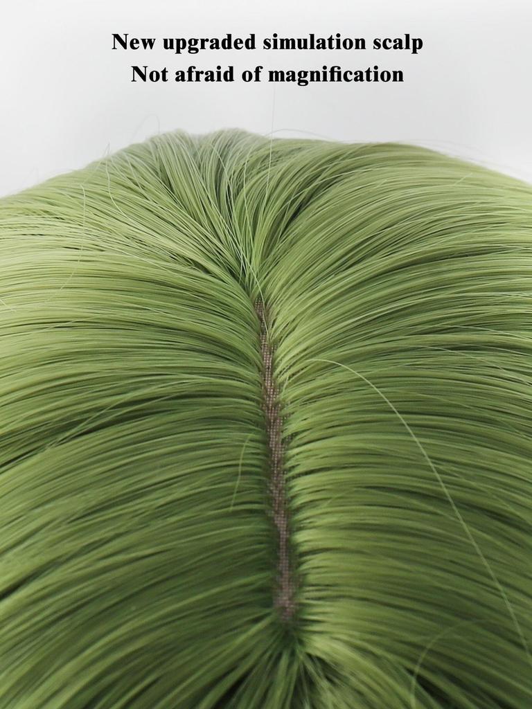 Zielona peruka Cosplay syntetyczne peruki odporne na ciepło 10-calowe krótkie peruki z grzywką prosta peruka Lolita Halloween z grzywką dla kobiet odporna na ciepło