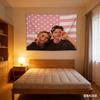 K-Pop Pink Flag Tapestry, Cute Peace Sign Pose Print Polyester Wall Hanging, Fan Themed Home Decor For Bedroom & Dorm