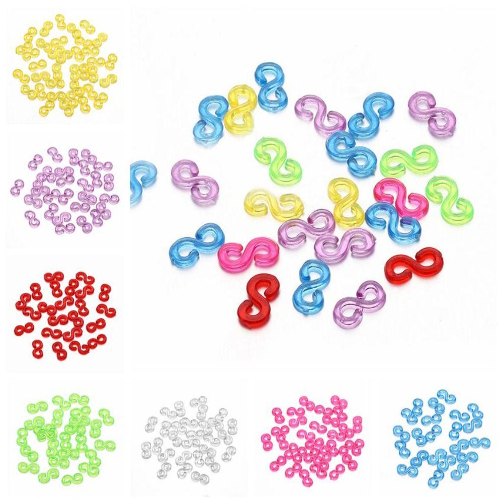 500 stuks Acryl Acryl S-clips Transparante Weefgetouw Elastiekjes Vlecht Connector Sieraden Maken Connectoren