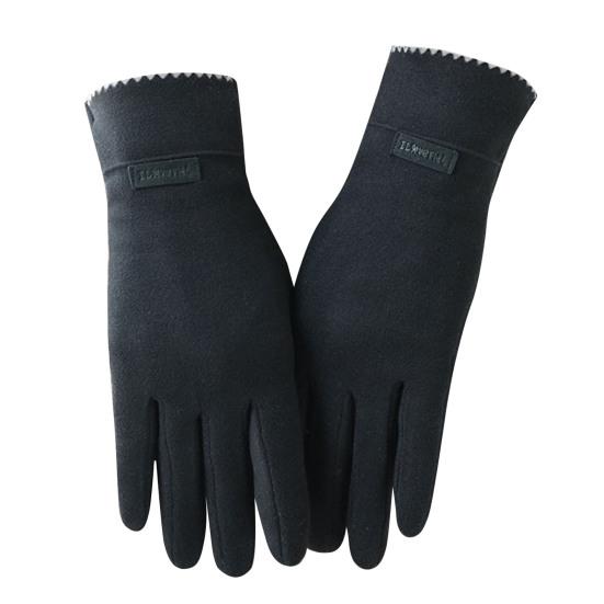 

1 пара женских перчаток с логотипом в виде букв, утолщенные, однотонные, ветрозащитные, в корейском стиле, осенне-зимние, флисовая подкладка, сенсорные, полнопалые, для вождения