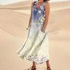 Women's Casual Fashion Flower Printed Sleeveless Pocket Dress