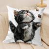 Cute Cat and Flower Cushion Cover Short Plush Doublesided Print Square Throw Pillow Covers Sofa Home Cushion Decor