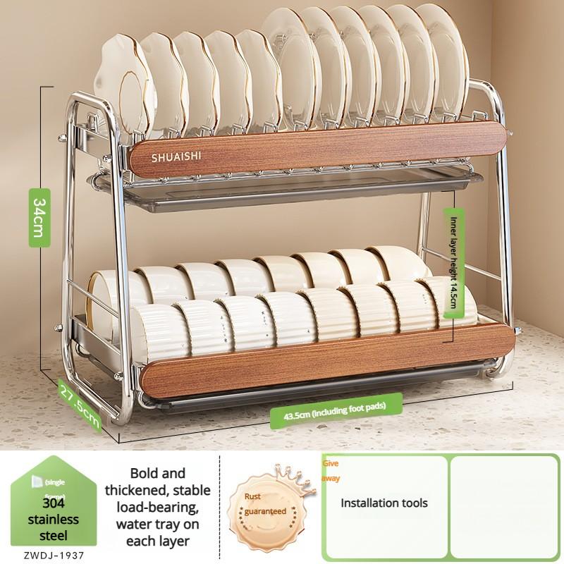 

Antique 304 Stainless Steel Dishes and Dish Storage Rack Kitchen Multifunctional Table Top Bowl and Chopsticks Plate Draining St