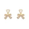 Bow Pearl Stud Earrings Summer French Niche Design Earrings Women's New Trendy Simple Earrings