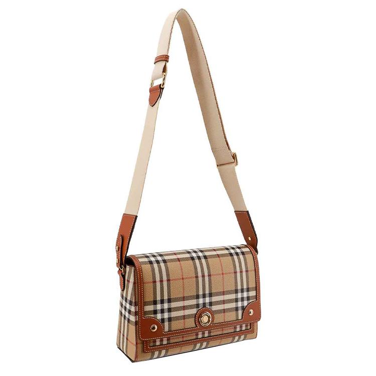Burberry Vintage Check Leather Crossbody Bag, Luxury Gold-Tone Hardware Adjustable Strap Shoulder Bag for Women Daily Commute & Casual Outing 80920671