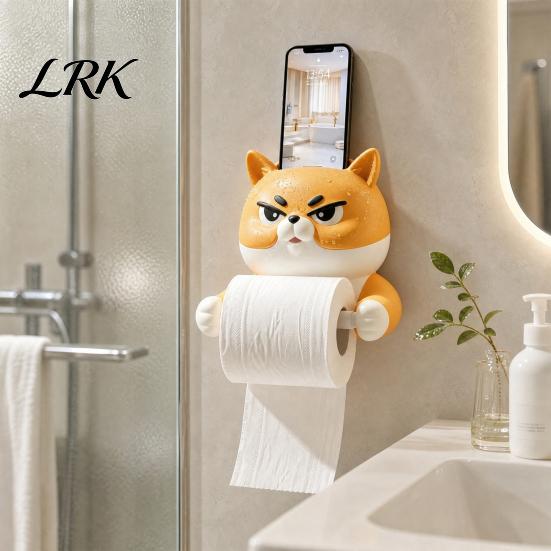 Free Paper Towel Holder Holder, with Top Phone Cartoon Bathroom Accessory Design, Waterproof Moisture-Proof Wall Mounted