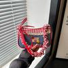Cute Plaid Shoulder Bag With Zipper Closure For Daily Casual Use