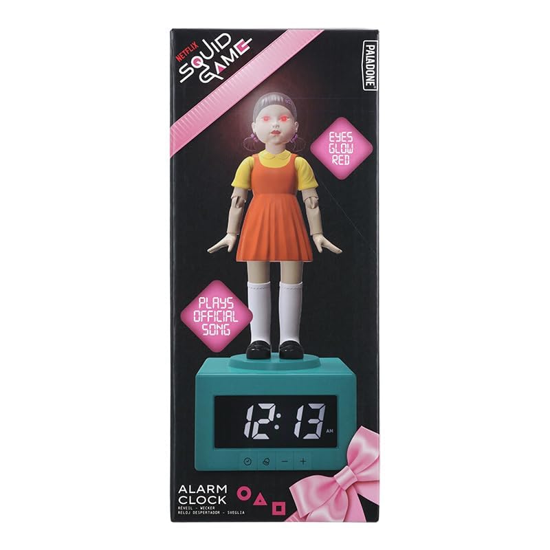 Paladone Squid Game Doll Alarm Clock Netflix Official Licensed Kids Bedroom Accessories Decor - Light, &