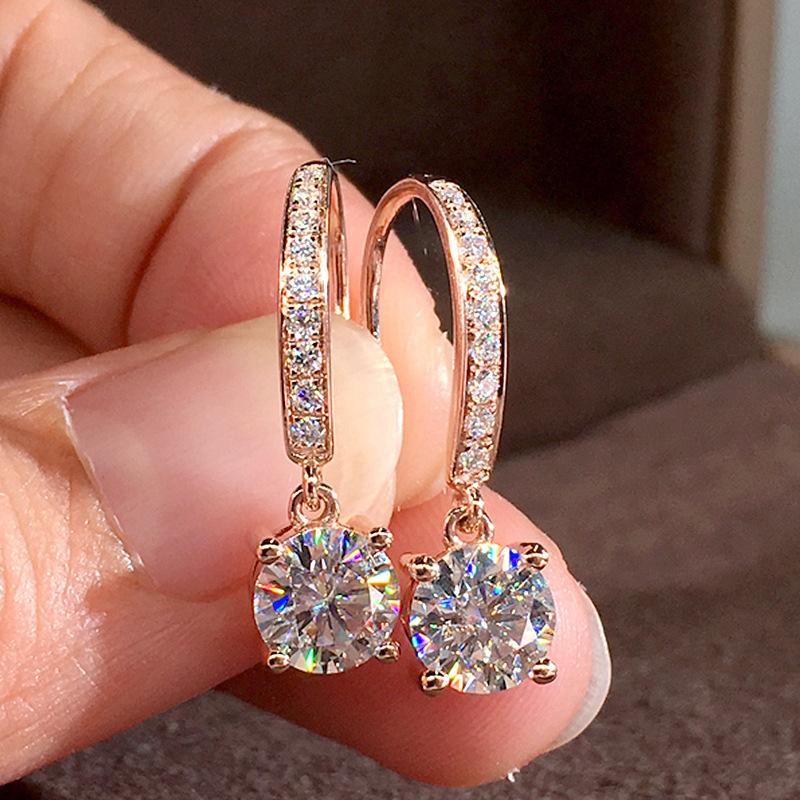

New Four Claws Sparkling Eight Hearts and Eight Arrows Zircon Hook Trendy Attends Banquet Wedding Engagement Earrings Female