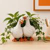 Resin Flowerpot Couple Duck Shape Planter with Drainage Holes Non-Slip Base