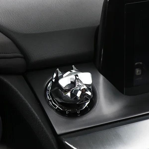 Metal Bully Dog Car Engine Ignition Start Switch Button Protective Cover Sticker Cover Car Trim Accessories Toy серебряный