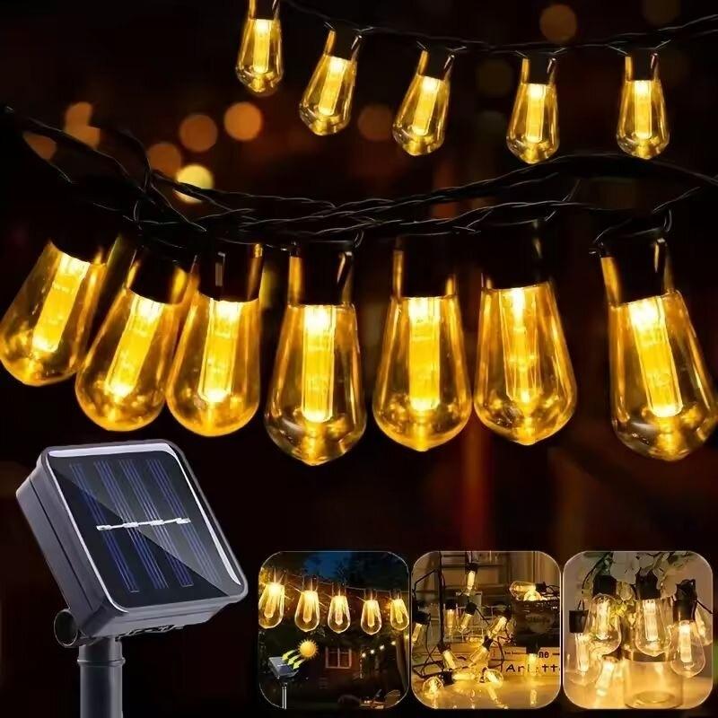 1PC Solar Bulbs String Lights,Outdoor Waterproof Fairy Lights,Garden,Terrace,Balcony,Camping,Party Retro Decoration Garden Lamps