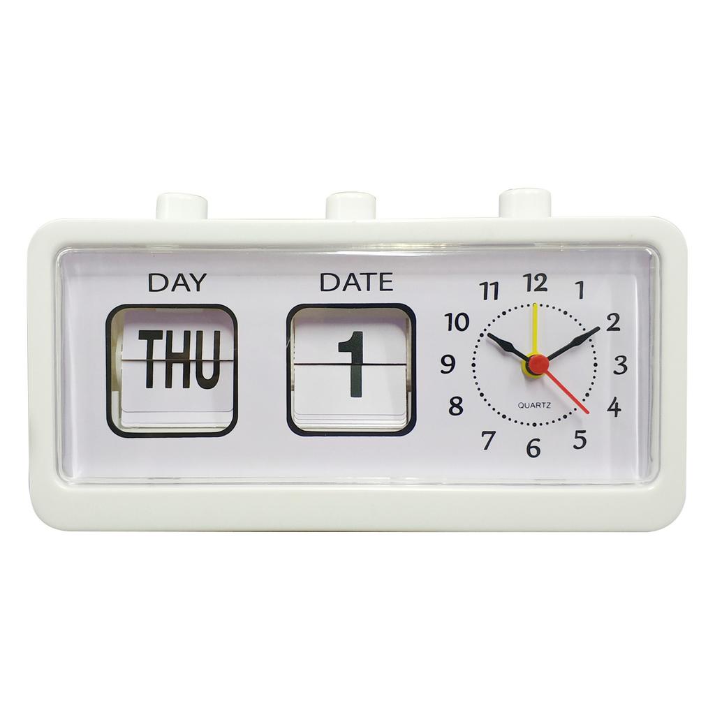 Retro Calendar Flip Clock Bedside Square Clock with 3 Press Button Household Household with 3 Press Button Clock