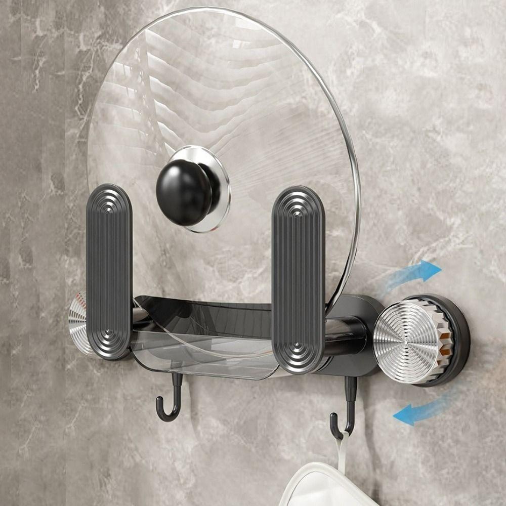 Plastic Suction Cup Pot Lid Holder Wall Mounted Cutting Board Holder Pot Cover Rack  for Home