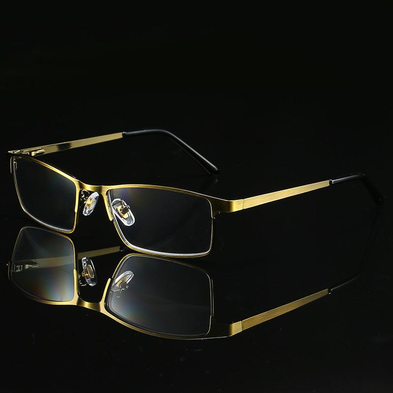 Men'S And Women'S Metal Bronze Eye Protection Anti-Blue Light Elderly Glasses Intelligent Color-Changing Far And Near Multi-Intersection Reading