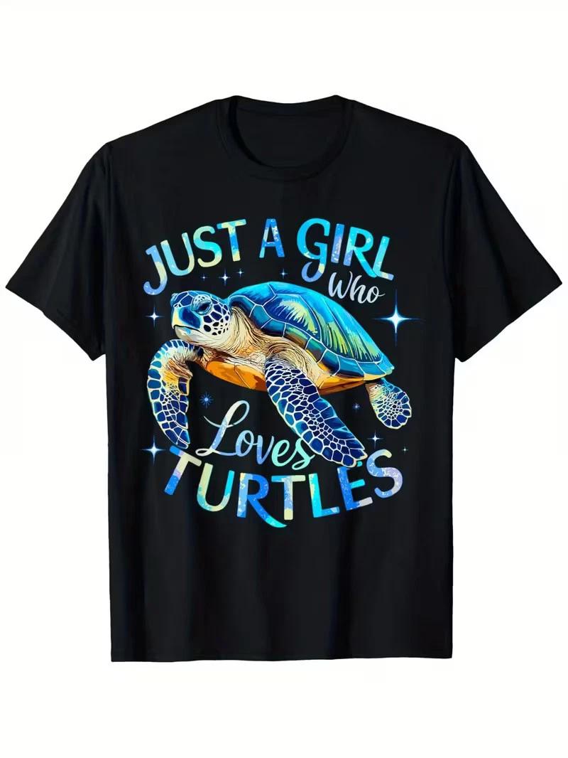 Sea Turtle Just a Girl Who Loves Turtles T-Shirt | Unisex, Casual Crew Neck, 100 XXXXL