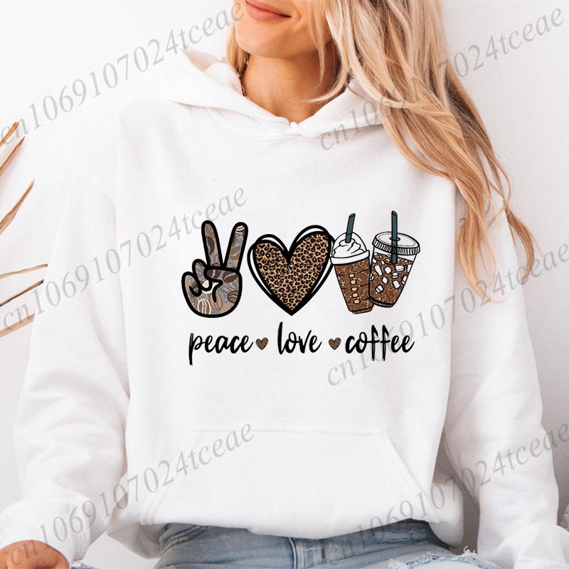 Women Hoodies Tops Funny Heart Leopard Print Hoodie Fashion Clothing Casual Female Sweatshirts Heart Leopard Fashion Streetwear