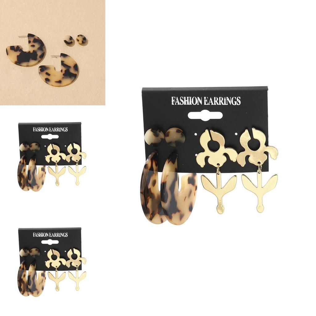 Sophisticated Leopard Print Acetate Star Earrings With Trendy Alloy Design