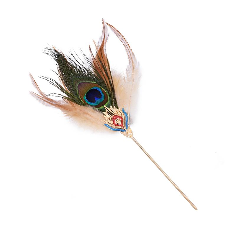 

1 штука прочного и великолепного сплавного головного убора, заколка для волос с павлиньим пером, яркий и изысканный цвет, элегантный и прочный коричневый