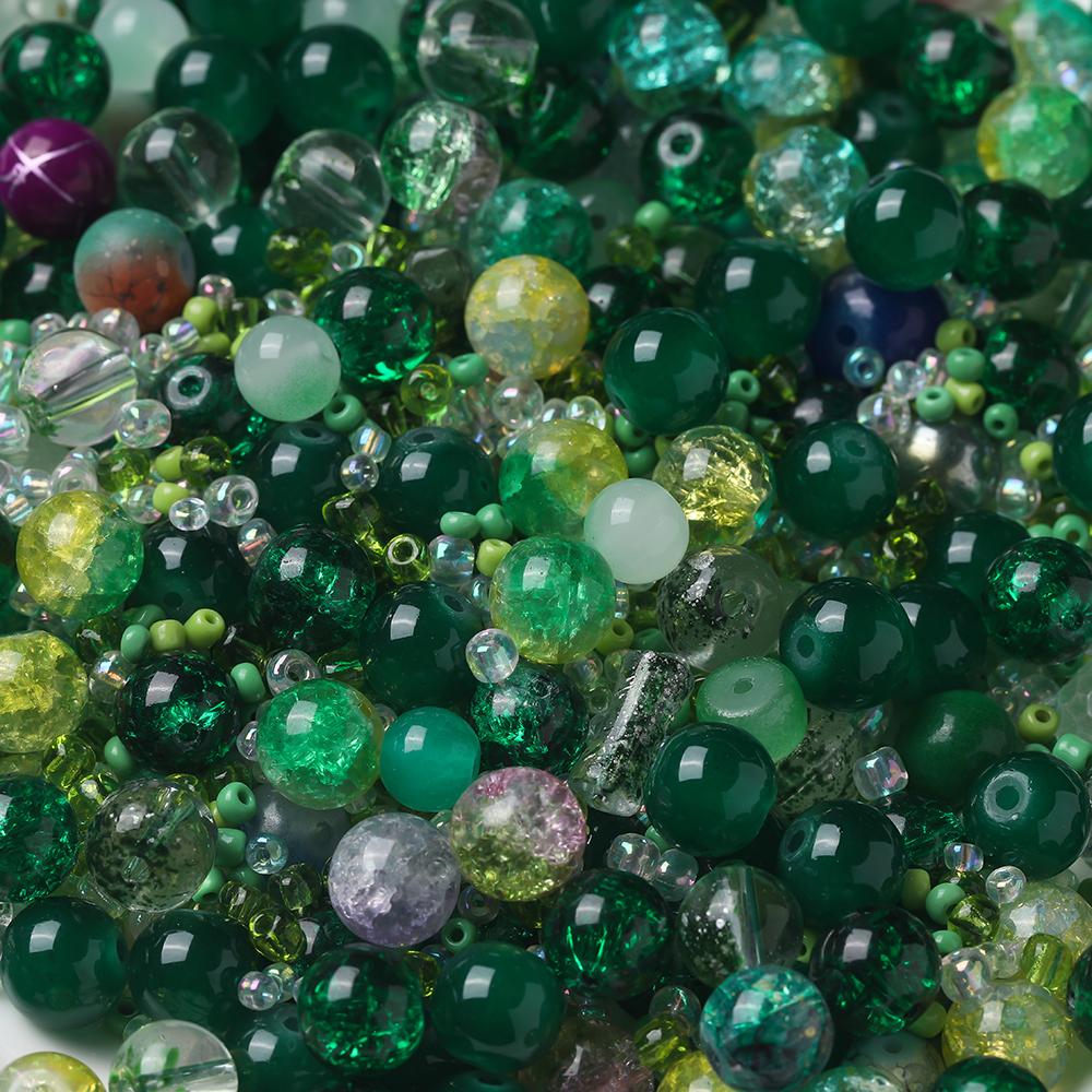 50g Colorful Glass Mixed Beads Multi-shape Loose Spacer Beads for DIY Necklace Bracelet Phone Chain Jewelry Making Accessories