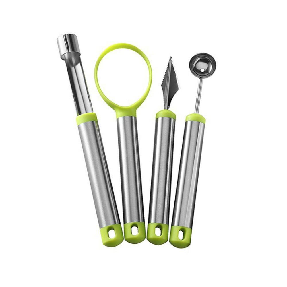 4PCS/SET Comfortable Grip Fruit Carving Tool Kit Rust-proof Watermelon Ball Scoop Chef