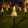 Christmas Tree Ornament for Garden Solar Light, Santa Resin Yard Stake Decor with Craft Decorations Patio Warm Glow, Waterproof Outdoor Lawn