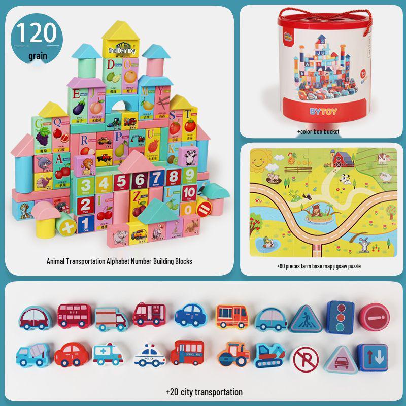 Children's Wooden Building Blocks & Puzzle Toys for Early Development (Ages 1-6)