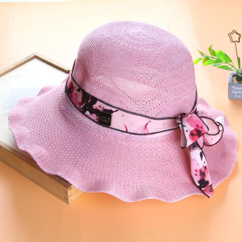Hat Women's Summer Sun Protection Visor Lafite Straw Hat Fashion Middle-aged and Elderly Mother Sun Hat Big Brim Bucket Hat