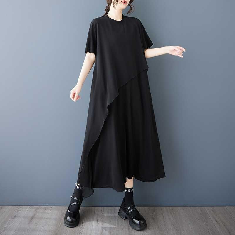 Women's Loose and Slimming Casual Black Short Sleeved Dress