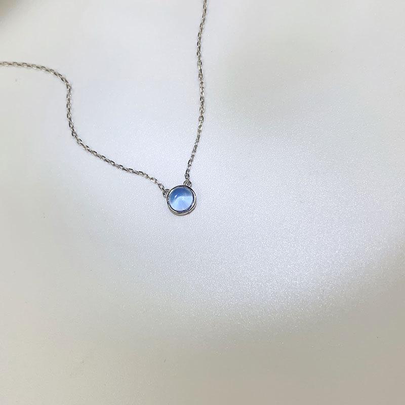 Blau Runde Halskette Verträumtes Süßes Mädchen Nischendesign Vielseitige Schlüsselbeinkette Frauen Trendig