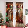 2pcs 2D Flat Printing Christmas Window Curtains Vintage Christmas Fireplace 100% Polyester Without Electricity Family Party for