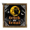 Rustic Pumpkin Castle Shelf Decorations Wooden Halloween Framed Decor Sign, Happy Trick or Treat Printed Picture Frame, Party Witch Owl Wall Tabletop