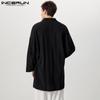 INCERUN Men Batwing Sleeve Open Front Thin Kimono Cardigan Tops