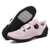 Chaussures de Vélo VTT Femme Chaussures à Pédales Plates Chaussures de Vélo Baskets de Vélo de Route Vitesse Chaussure à Crampons Spd avec Chaussure de Vélo de Montagne rose