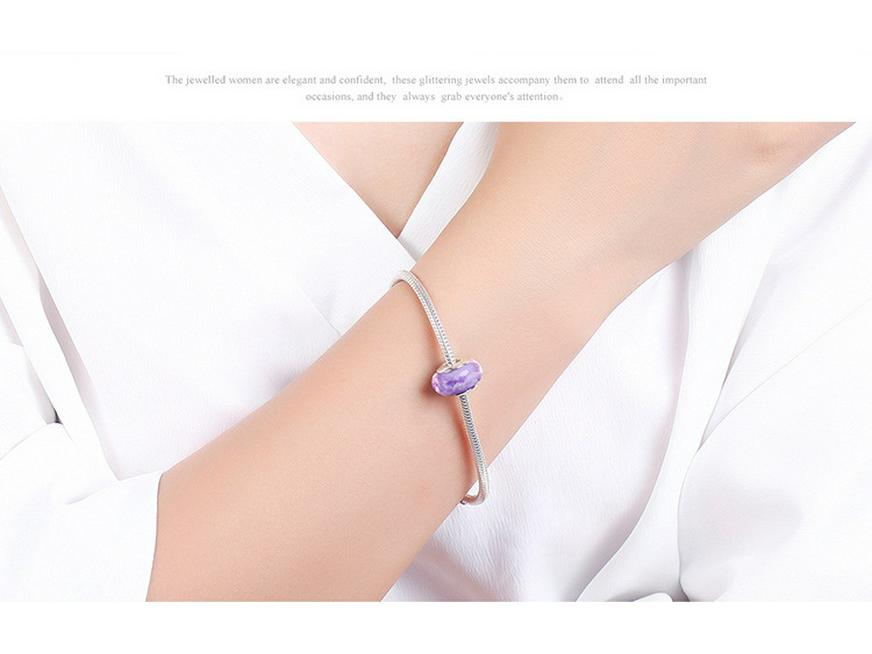 S925 Sterling Silver Bracelet with Shining Cut Glass Beads - DIY Bead Jewelry Accessories