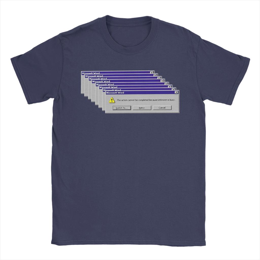 Hipster Windows 98 Foutmelding T-shirts voor Mannen Ronde Hals 100% Katoen T-shirts Korte Mouw Zomer Tops