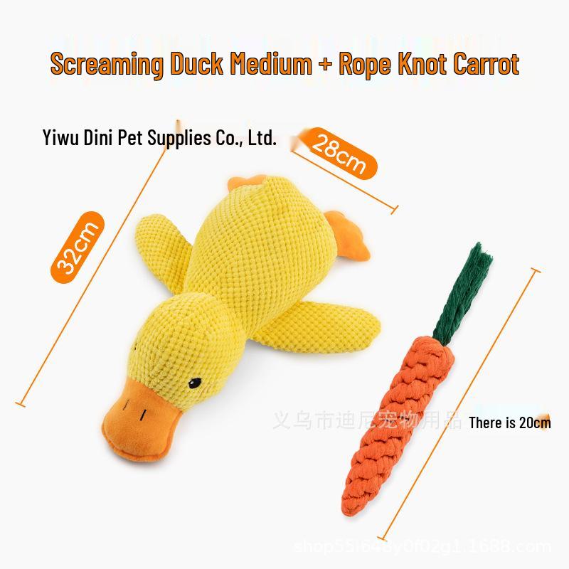 Plush Yellow Duck Teething Dog Toy - Bite-Resistant & Sounding Companion for Pets