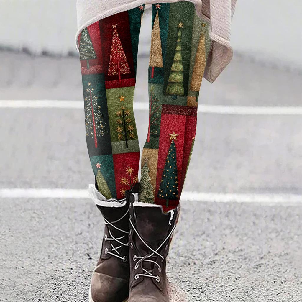 Women's Christmas Print Slim Fit Elastic Yoga Casual Pants