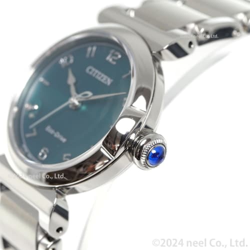 Citizen ROUND collection women's watch, EM1130-83X, waterproof, green, light-powered Eco-Drive, Lily of the Valley pattern, silver finish.